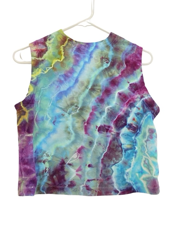 Handmade Tops - Upcycled Handmade Geode Tie Dye Tank Top Womens Size XS OOAK Ice Dye Blue Multi